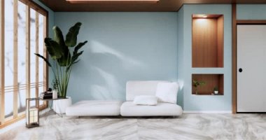 Big living area in luxury room or hotel japanese style decoration.3D rendering