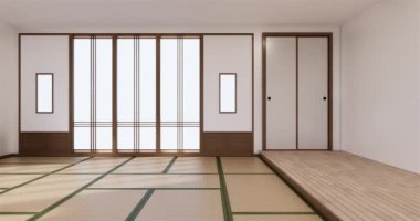 Big living area in luxury room or hotel japanese style decoration.3D rendering