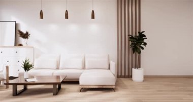 Big living area in luxury room or hotel japanese style decoration.3D rendering