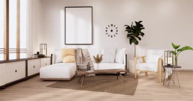 Big living area in luxury room or hotel japanese style decoration.3D rendering