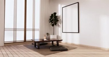 Big living area in luxury room or hotel japanese style decoration.3D rendering