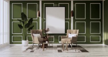 Big living area in luxury room or hotel japanese style decoration.3D rendering