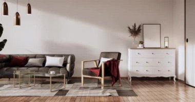 Big living area in luxury room or hotel japanese style decoration.3D rendering