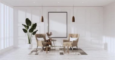 Big living area in luxury room or hotel japanese style decoration.3D rendering