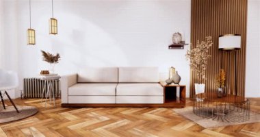 Big living area in luxury room or hotel japanese style decoration.3D rendering