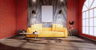 Big living area in luxury room or hotel japanese style decoration.3D rendering