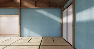 Big living area in luxury room or hotel japanese style decoration.3D rendering