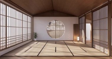 Big living area in luxury room or hotel japanese style decoration.3D rendering