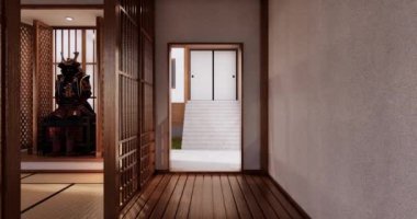 Big living area in luxury room or hotel japanese style decoration.3D rendering