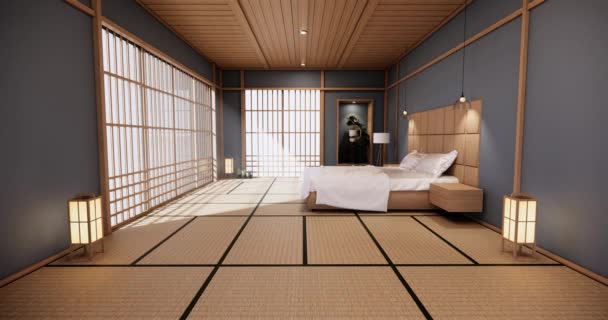 Lüks Oda Veya Otel Japon Tarzı Dekorasyon Japonya Tarzı Büyük — Stok video