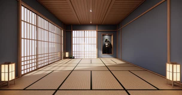 Japão Estilo Grande Sala Estar Quarto Luxo Hotel Estilo Japonês — Vídeo de Stock