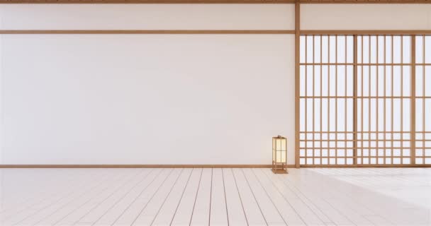 Японія Стиль Велика Зона Вітальні Розкішному Номері Або Готелі Японський — стокове відео