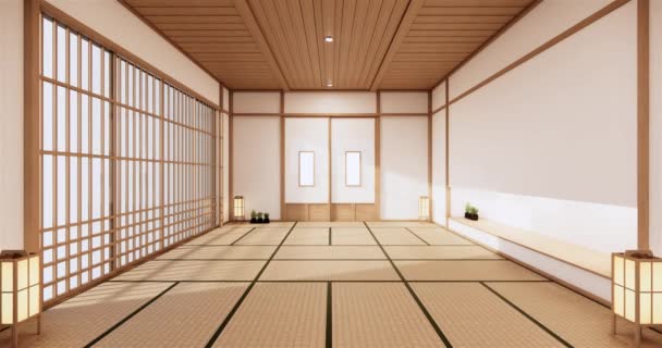 Estilo Japón Gran Sala Estar Habitación Lujo Decoración Estilo Japonés — Vídeos de Stock