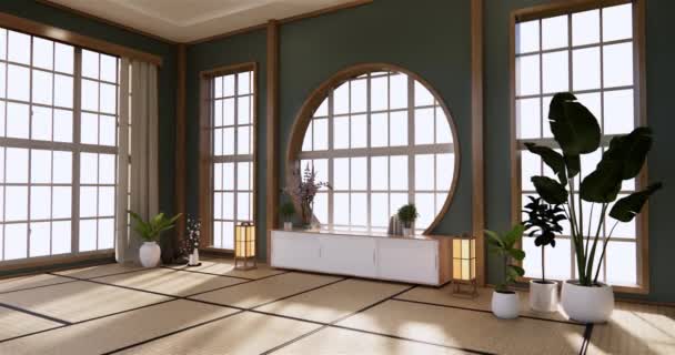 Big Living Area Luxury Room Hotel Japanese Style Decoration Rendering — Wideo stockowe