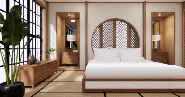 Big Living Area Luxury Room Hotel Japanese Style Decoration Rendering — Vídeos de Stock