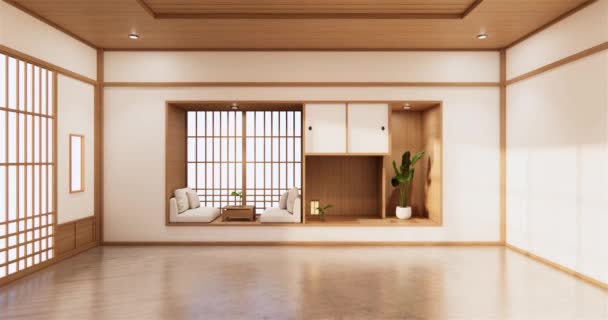 Big Living Area Luxury Room Hotel Japanese Style Decoration Rendering — Video Stock