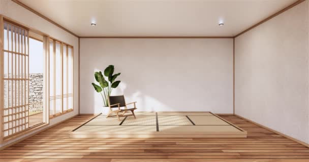 Big Living Area Luxury Room Hotel Japanese Style Decoration Rendering — Stock videók