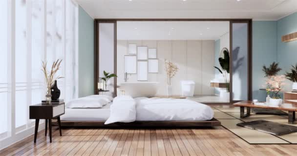 Big Living Area Luxury Room Hotel Japanese Style Decoration Rendering — Stock Video