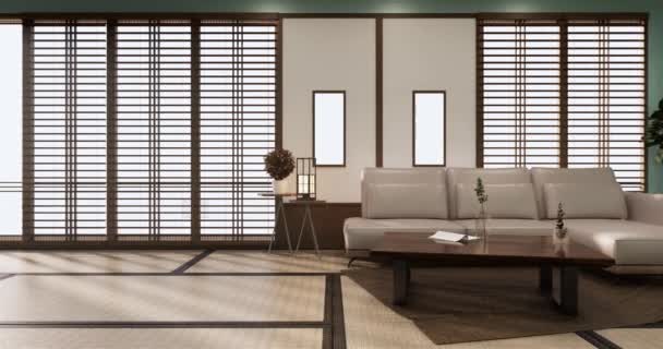 Big Living Area Luxury Room Hotel Japanese Style Decoration Rendering — Stockvideo