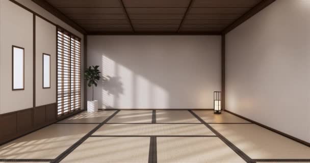 Big Living Area Luxury Room Hotel Japanese Style Decoration Rendering — Stock video