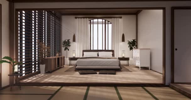 Big Living Area Luxury Room Hotel Japanese Style Decoration Rendering — ストック動画