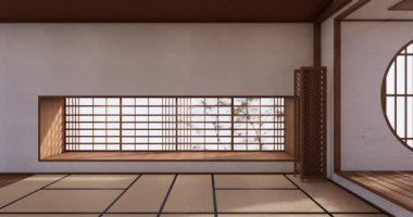 Big living area in luxury room or hotel japanese style decoration.3D rendering