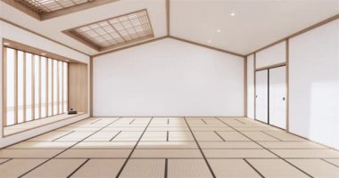 Big living area in luxury room or hotel japanese style decoration.3D rendering