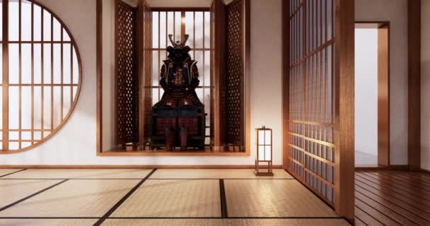 Большая Гостиная Роскошном Номере Отеле Японского Стиля Decoration Рендеринга — стоковое видео