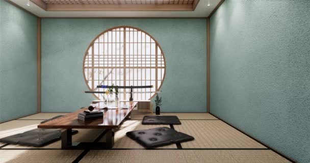 Big Living Area Luxury Room Hotel Japanese Style Decoration Rendering — Video