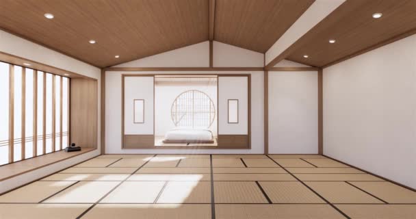 Big Living Area Luxury Room Hotel Japanese Style Decoration Rendering — Stock video