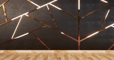 Lüks oda veya otel Japon tarzı dekorasyon Japonya tarzı Büyük yaşam alanı.3d render
