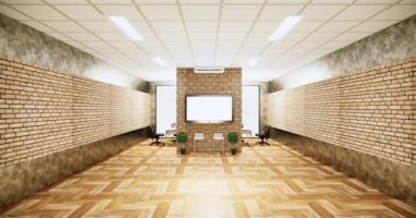 Lüks oda veya otel Japon tarzı dekorasyon Japonya tarzı Büyük yaşam alanı.3d render