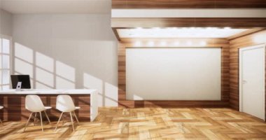 Lüks oda veya otel Japon tarzı dekorasyon Japonya tarzı Büyük yaşam alanı.3d render