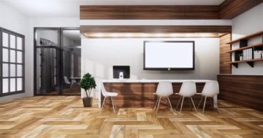 Lüks oda veya otel Japon tarzı dekorasyon Japonya tarzı Büyük yaşam alanı.3d render