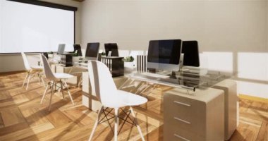 Lüks oda veya otel Japon tarzı dekorasyon Japonya tarzı Büyük yaşam alanı.3d render