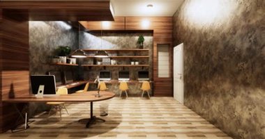 Lüks oda veya otel Japon tarzı dekorasyon Japonya tarzı Büyük yaşam alanı.3d render