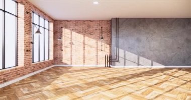 Lüks oda veya otel Japon tarzı dekorasyon Japonya tarzı Büyük yaşam alanı.3d render