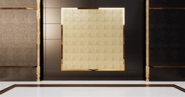 Lüks oda veya otel Japon tarzı dekorasyon Japonya tarzı Büyük yaşam alanı.3d render