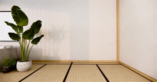 Muji Stílus Üres Fából Készült Szoba Tisztítása Japandi Szoba Belső — Stock videók
