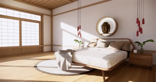 無地式 空の木部屋 掃除ジャパニ室内 3Dレンダリング — ストック動画