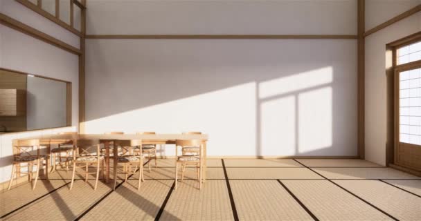 Muji Stil Leeres Holzzimmer Reinigung Japandi Raumausstattung Rendering — Stockvideo