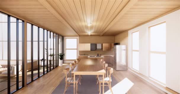 木基风格 空木屋 清洁日本房内部 3D渲染 — 图库视频影像