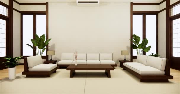 Muji Style Empty Wooden Room Cleaning Japandi Room Interior Rendering — Stock Video