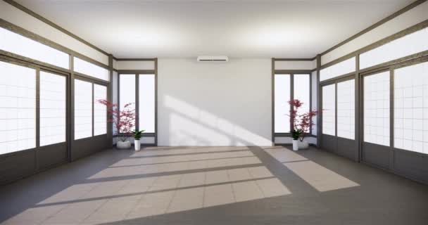 木基风格 空木屋 清洁日本房内部 3D渲染 — 图库视频影像