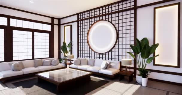 Stilul Muji Cameră Goală Din Lemn Curățarea Interiorului Camerei Japoneze — Videoclip de stoc