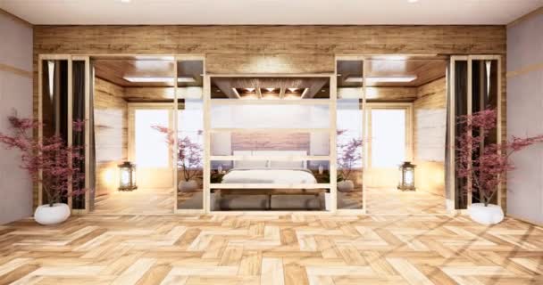 Grand Salon Style Japonais Dans Une Chambre Luxe Une Décoration — Video