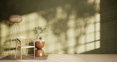 Green Modern room interior wabisabi style and sofa and decoration japanese.3D rendering
