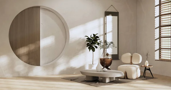 Armchair Sofa Decoration Japanese Modern Room Interior Wabisabi Style Rendering — 图库照片