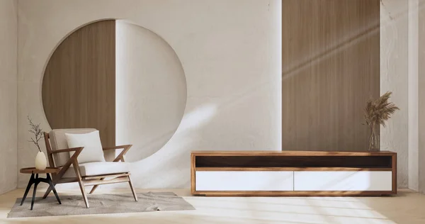 Cabinet Room Wooden Interior Wabisabi Armchair Sofa Decoration Japanese Style — Stockfoto