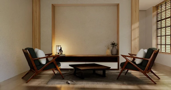 Sofa Decoration Japanese Modern Room Interior Wabisabi Style Rendering — 图库照片